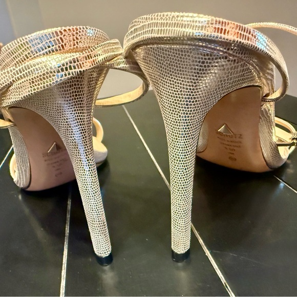 SCHUTZ Metallic Gold Ankle Strap Heels - Picture 3 of 6